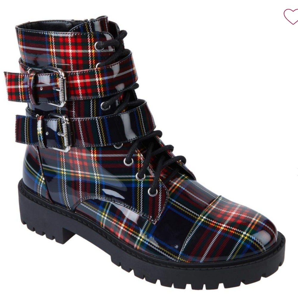 Jessica Simpson Plaid Ankle Boots - Red and Blue